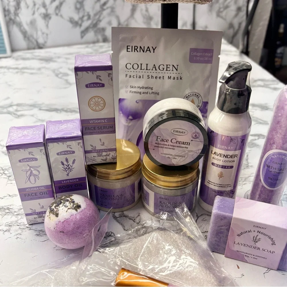 Spa Day Gift set Lavender Face Oil & Serum Set Bath Relaxing